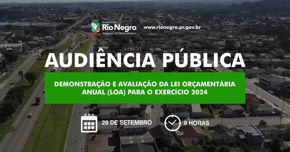 Rio Negro terá Audiência Pública referente à Lei Orçamentária Anual para o Exercício 2024